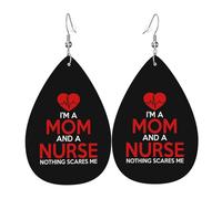 Ligeros Pendientes de gota Soy enfermera y mamá, nada me asusta. Pendiente de Lágrima Moda Pendientes Cuero para Mujeres Cumpleaños Decoración