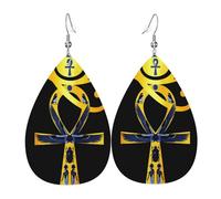 Ligeros Pendientes De Mujer De Cuero Símbolo Ankh Del Antiguo Egipto: Ojo Pendiente Moda Pendientes Largos De Cuero Para Aniversario Cumpleaños Mujeres
