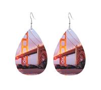 Ligeros Pendientes Largos De Cuero Puente Golden Gate de San Francisco Aretes Moda Pendientes De Mujer De Cuero para Mujeres Fiesta Decoración
