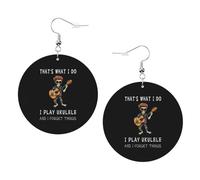 Ligeros Pendientes Largos De Cuero Toco el ukelele y me olvido de cosas Aretes de lágrima Cómodo Pendientes De Mujer De Cuero para Mujeres Decoración Niñas