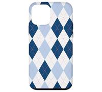 Light Blue and Brown Argyle Print Rhombus Geometric Preppy Carcasa para iPhone 12 Mini
