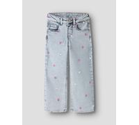 Light Blue Bleached Denim Pernera Ancha Jeans