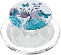 Light Blue Butterfly Phone Grip Floral Cute Butterfly Flower PopSockets PopGrip para MagSafe