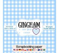 Light Blue Gingham Scrapbook Paper: Double sided light blue gingham craft paper for scrapbooking, journaling, and DIY craft projects to create decorative embellishments and ornaments