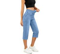 ,Light Blue,M,Vaqueros Capri de Mezclilla Elástica para Mujer, Ajuste Slim, Cintura Alta, Pierna Recta Elástica, Pantalones Cortos al Tobillo Estilo Streetwear