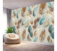 Light Brown Papel Adhesivo Retro Watercolor Feather para Decoración de Paredes Mural Autoadhesivo de Alta Calidad para Muebles - Habitación y Salón Fácil de Instalar y Limpiar 150 x 105 cm（WxH