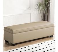 Light Brown Storage Ottoman Bench Upholstered Seating with Large Storage Space Versatile End of Bed Storage for Living Room & Bedroom (120x40x40cm)