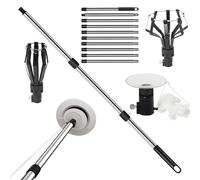 Light Bulb Changer, 13ft High-Reach Pole, Easy Bulb Replacement Tool, Basket Suction Extractor with Adjustable Grip, Ideal for Floodlight, Ceiling, Chandelier, School, Workplace and Restaurant