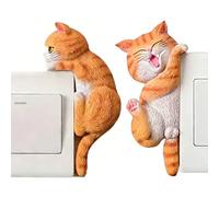 Light Button Sticker - 2 Piece Cute Cat Outlet Decals for Decor | Removable PVC Wall Stickers with 2D Design, Adhesive Cover for Home Office Kids Room Bedroom Kitchen Nursery Bathroom