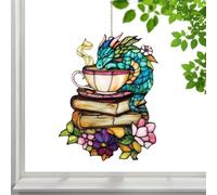 Light Catcher, 2D Acrylic Dragon Stained Glass Rainbow Maker, Bookish Window Ornament for Bookworms, Book Lovers, Women, Home, Garden, Tree, Living Room, Bedroom, or Door Decoration