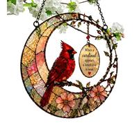 Light Catcher Cardinal, Stained Glass Rainbow Maker Sunlight, Window Art Ornament Hangable Prism Decor for Women Men Husband Grandma Mom Wife Indoor Outdoor Backyard Garden, 7.8x7.8 Inch