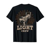 LIGHT CREW Regalo de Técnico de Iluminación de Teatro Camiseta de Iluminación Teatral, Hombre, Técnicos de Iluminación de Teatro, Manga Larga, Camiseta, Negra, Talla S