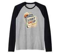 Light Em Up 4th of Patriotic July Vintage Matchbook USA Camiseta Manga Raglan