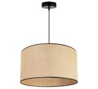 Light-Home Juta Lampara de Techo Colgante - Lampara de Techo Modernas - de Metal con Pantalla de tela - E27 - Clásico 1-Luce 40 cm - Negro Base y Yute y Negro Schrägband