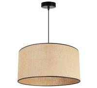 Light-Home Juta Lampara de Techo Colgante - Lampara de Techo Modernas - de Metal con Pantalla de tela - E27 - Clásico 1-Luce 45 cm - Negro Base y Yute y Negro Schrägband