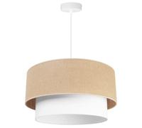 Light-Home Juta Lampara de Techo Colgante - Lampara de Techo Modernas - de Metal con Pantalla de tela - E27 - Pastel 1-Luce 45 cm - Blanco Base y Yute y Blanco