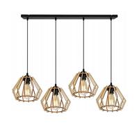 Light-Home Tulipas Lampara de Techo Colgante Industrial Timber - Lampara de Techo Modernas para Salón Dormitorio y Cocina - Metal y Madera - 4 Luces