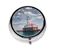 Light House Ocean. Este pequeño pastillero redondo de viaje de tres compartimentos es perfecto para almacenar medicamentos diarios, vitaminas y sobre la marcha.