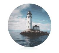 Light House Ocean - Tabla de cortar resistente a los arañazos, tabla de cortar portátil, tabla de cortar redonda de vidrio para cocina, picnic al aire libre, 7.9 pulgadas