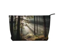 Light in the Forest - Bolsa de cosméticos de pana para mujer, cartera portátil con cremallera, adecuada para viajes y almacenamiento diario de cosméticos, color negro, talla única