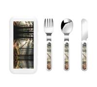 Light in the Forest - Vajilla portátil infantil de 3 piezas, reutilizable, protección alimentaria, cuchillo, tenedor y cuchara