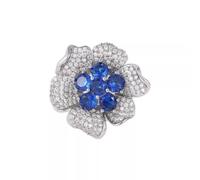 Light Luxury Flower Magnetic Brooch Retro Navy Blue Imitation Crystal Dress Suit Collar Needle Accessory para fiestas y reuniones