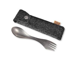 Light My Fire Cubierto Camping - Spork Titanium + Estuche - 3 en 1 Cuchara Tenedor Cuchillo - Set para Llevar - Cubiertos de Viaje Acampada Lonchera