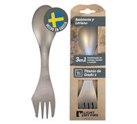 Light My Fire Cubiertos para Llevar en una Pieza, Cubiertos de Viaje 3 en 1 | Spork Metálico Cubierto Multifunción de Titanio, Cubiertos de Camping, Viaje y Excursioanismo, Irrompible, No Tóxico, Sin BPA