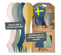 Light My Fire Spork Cubiertos de Camping para Llevar 3 en 1 - Cubierto Multifunción Reutilizable - Viaje y Excursionismo - Irrompible, No Tóxico, Sin BPA - paquete de 4