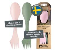 Light My Fire Spork Cubiertos de Camping para Llevar 3 en 1 -Cubierto Multifunción Reutilizable - Viaje y Excursionismo - Irrompible, No Tóxico, Sin BPA - paquete de 2