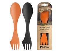 Light My Fire Spork Cubiertos de Camping para Llevar 3 en 1, Naranja/Negro | Cubierto Multifunción Reutilizable, Viaje y Excursionismo, Irrompible, No Tóxico, Kit Supervivencia, Sin BPA, Paquete de 2