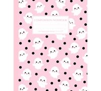 Light Pastel Baby Pink, White Ghost & Black Polka Dot Composition Notebook Wide Ruled: Super Cute Kawaii Spooky Journal with Ghosts, Perfect Halloween ... Gift for School, Notes and Everyday Writing