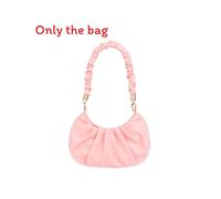 (Light Pink)Bolso de hombro retro color caramelo para axilas con correa de diseño de hombro arrugada
