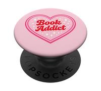 Light Pink Book Addict Cute Bookish Bookworm Reading Heart PopSockets PopGrip Adhesivo