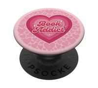 Light Pink Book Addict Cute Bookish Bookworm Reading Heart PopSockets PopGrip Adhesivo