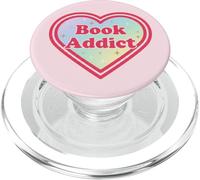 Light Pink Book Addict Cute Bookish Bookworm Reading Heart PopSockets PopGrip para MagSafe