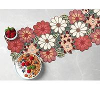 Light & Pro Camino De Mesa De Navidad De 36 Pulgadas con Cuentas Florales Granate, Manteles Hechos A Mano para Decoración De Navidad, 85% Cristal, 15% Poliéster