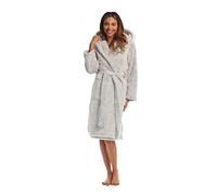Light & Shade - Bata/albornoz Pretty Woman Coral de forro polar súper suave para mujer, Gris/Blanco, L/XL