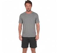 Light & Shade Conjunto Hombre Algodón Loungewear - Pijama con Camiseta y Pantalón Corto, Ropa Dormir Ligera Transpirable con Cordón Verano (Gris, L)