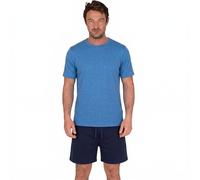 Light & Shade Conjunto Hombre Algodón Loungewear - Pijama con Camiseta y Pantalón Corto, Ropa Dormir Ligera Transpirable con Cordón Verano (Azul, XXL)