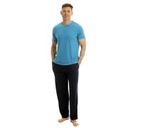 Light & Shade LSSET032L Conjunto de Pijama para Hombre con Camiseta de Cuello Redondo y Pantalones, Azul, L
