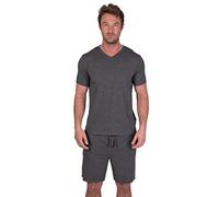 Light & Shade Pijama Hombre Algodón - Conjunto con Pantalón Corto y Camiseta, Ropa de Dormir Ligera Transpirable Verano con Bolsillos (Gris Oscuro, XL)
