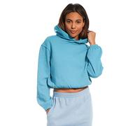 Light & Shade Sudadera Corta con Capucha para Mujer, Verde Azulado, M