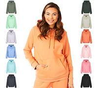 Light & Shade Sudadera Mujer con Capucha Fleece - Hoodie Pullover con Bolsillo y Cordón, Sudadera Suave para Gym Fitness Loungewear y Uso Diario (Naranja, L)
