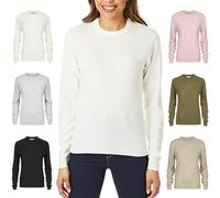 Light & Shade Top de Cuello Redondo para Mujer Jersey de Punto Supersuave, Marfil, S