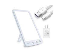 Light Therapy Lamp, Ultra-thin Uv-free 10000 Lux Therapy Light, Touch Control with 2 Color Temperature, 5 Adjustable Brightness Levels, 4 Timer Functi