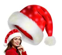 Light Up Christmas Cap - Sombrero de peluche rojo brillante, casco eléctrico de novedad, accesorio de disfraces temáticos de vacaciones | Satra de Santa Festive brillante para niños, adultos, fiesta d