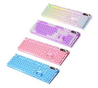 Light Up Computer Keyboard, Retro Punk Typewriter Keyboard, Mechanical Round Keycaps, 104 Keys, RGB Backlit, Gamers & Office Use, Stylish Desktop Accessory, 17.1 x 5.1 x 1in