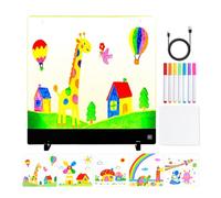 Light Up Drawing Board - Acrylic 20x20cm, Rechargeable Writing Pad, 4 Modes | Erasable LED Board, Kids Creativity Tool For Boys, Girls, Home, Classroom, Workplace, School, Bedroom, Living Room