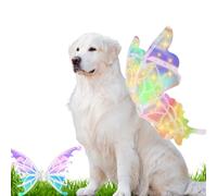 Light up Fairy Wings for Dogs, Pet Glowing Wings Costume, Electric Fairys Butterfly Wing with LED Lights, Christmas Cosplay Puppy for Medium Large Dog (Fairy Light [Rechargeable Battery])